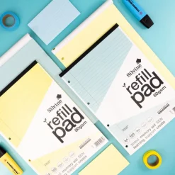TTS A4 Tinted Refill Pads 8mm Ruled Margin Assorted 100pg 5pk Discount