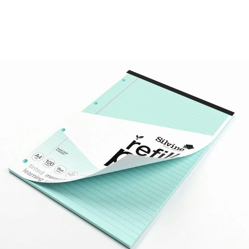 TTS A4 Tinted Refill Pads 8mm Ruled Margin Assorted 100pg 5pk Discount