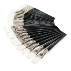 TTS Black Handled Flat White Nylon Paint Brushes 30pk Discount