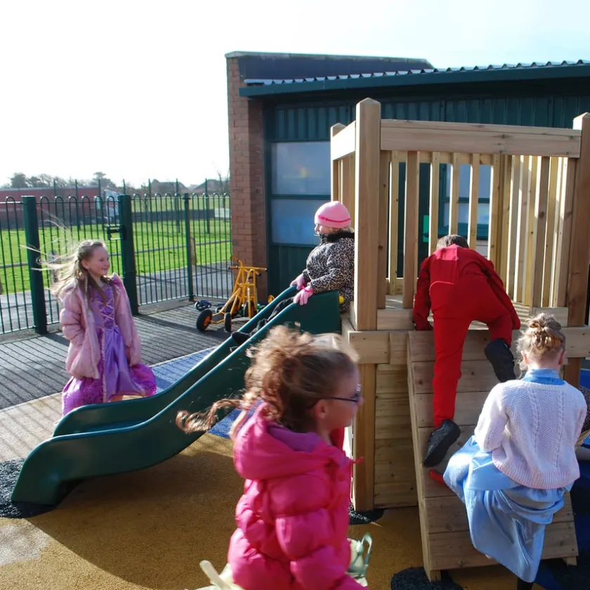 TTS Climbing Frame Tower with Slide Discount