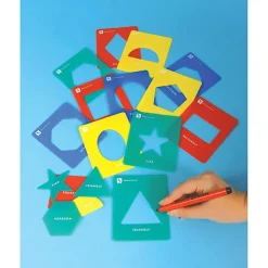 TTS Coloured Plastic Geometric Stencils 12pcs Discount