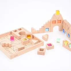 TTS Construction Wooden Building Blocks and Acrylic Gems in Tray Outlet