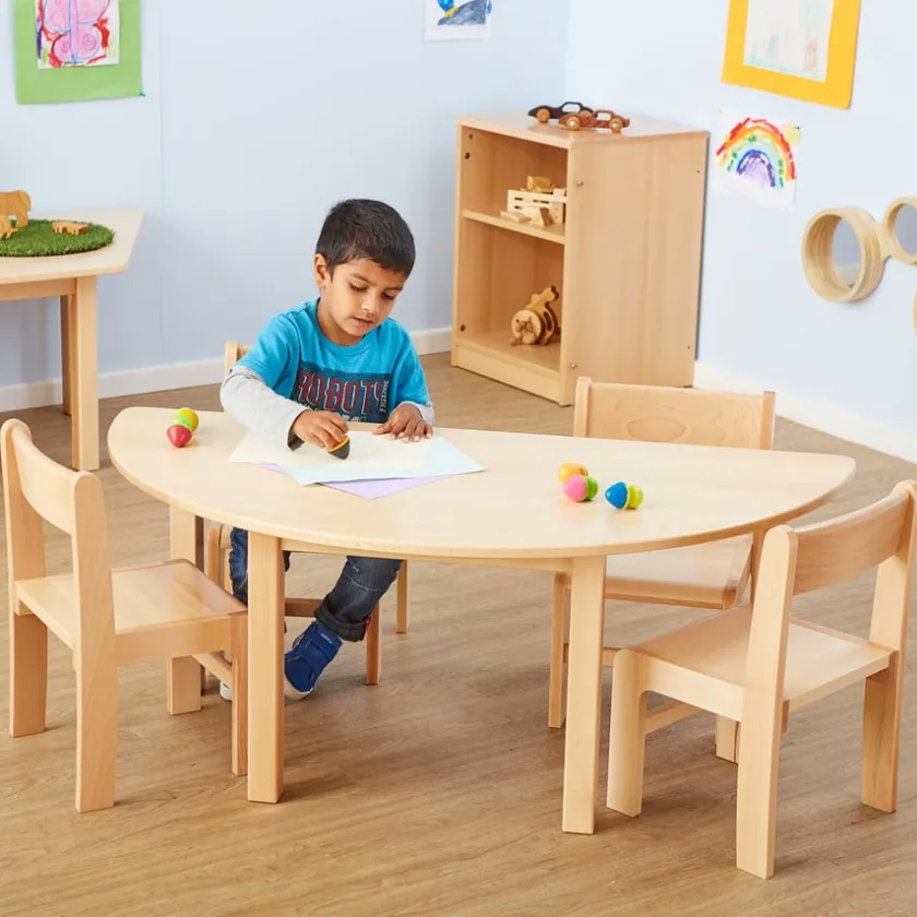 TTS Half Circular Solid Beech Table L120cm Hot