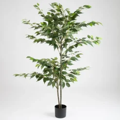 TTS Large Green Artificial Ficus Tree in Black Pot 140cm Clearance