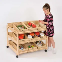 TTS Tilted Wicker Basket Tidy With 18 Baskets Hot