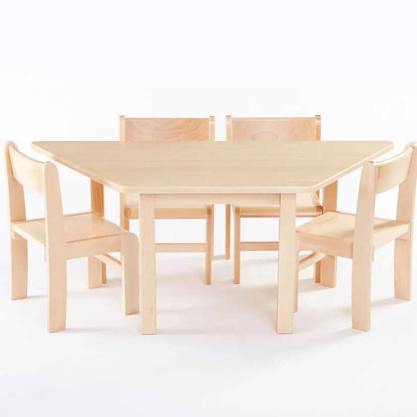 TTS Trapezoidal Solid Beech Table L120cm Outlet