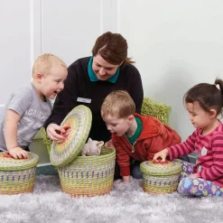 TTS Colourful Nesting Seagrass Storage Baskets 3pk Outlet