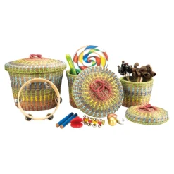 TTS Colourful Nesting Seagrass Storage Baskets 3pk Outlet