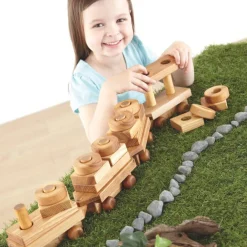 TTS Wooden Toddler Train with Building Blocks Online